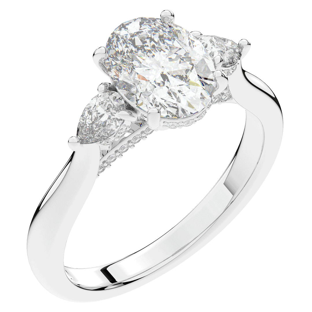 2.40CT.TW OVAL LAB DIAMOND 3 STONE ENGAGEMENT RING - Nazarelle