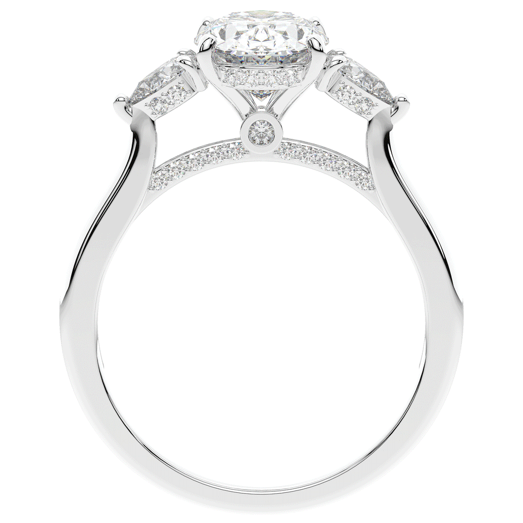 2.40CT.TW OVAL LAB DIAMOND 3 STONE ENGAGEMENT RING - Nazarelle