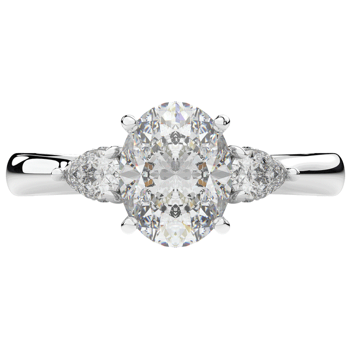 2.40CT.TW OVAL LAB DIAMOND 3 STONE ENGAGEMENT RING - Nazarelle