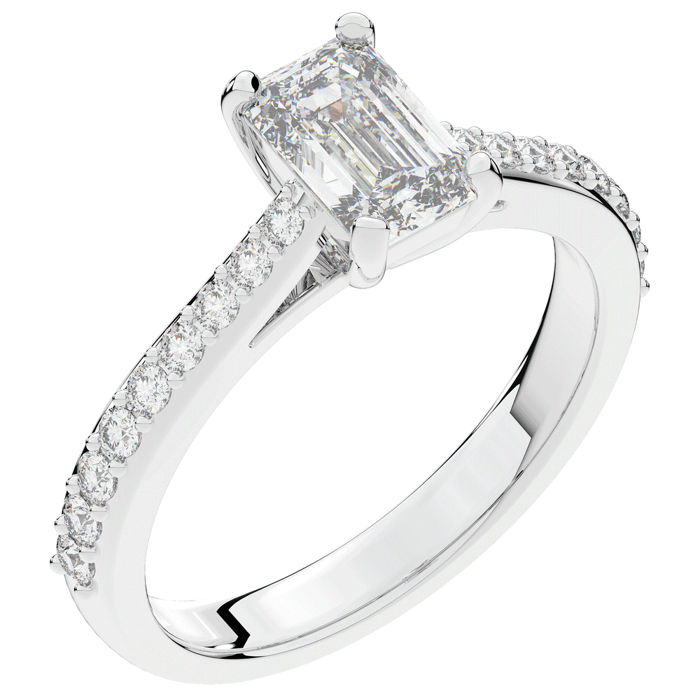 1.25CT.TW EMERALD CUT LAB DIAMOND SOLITAIRE ENGAGEMENT RING - Nazarelle