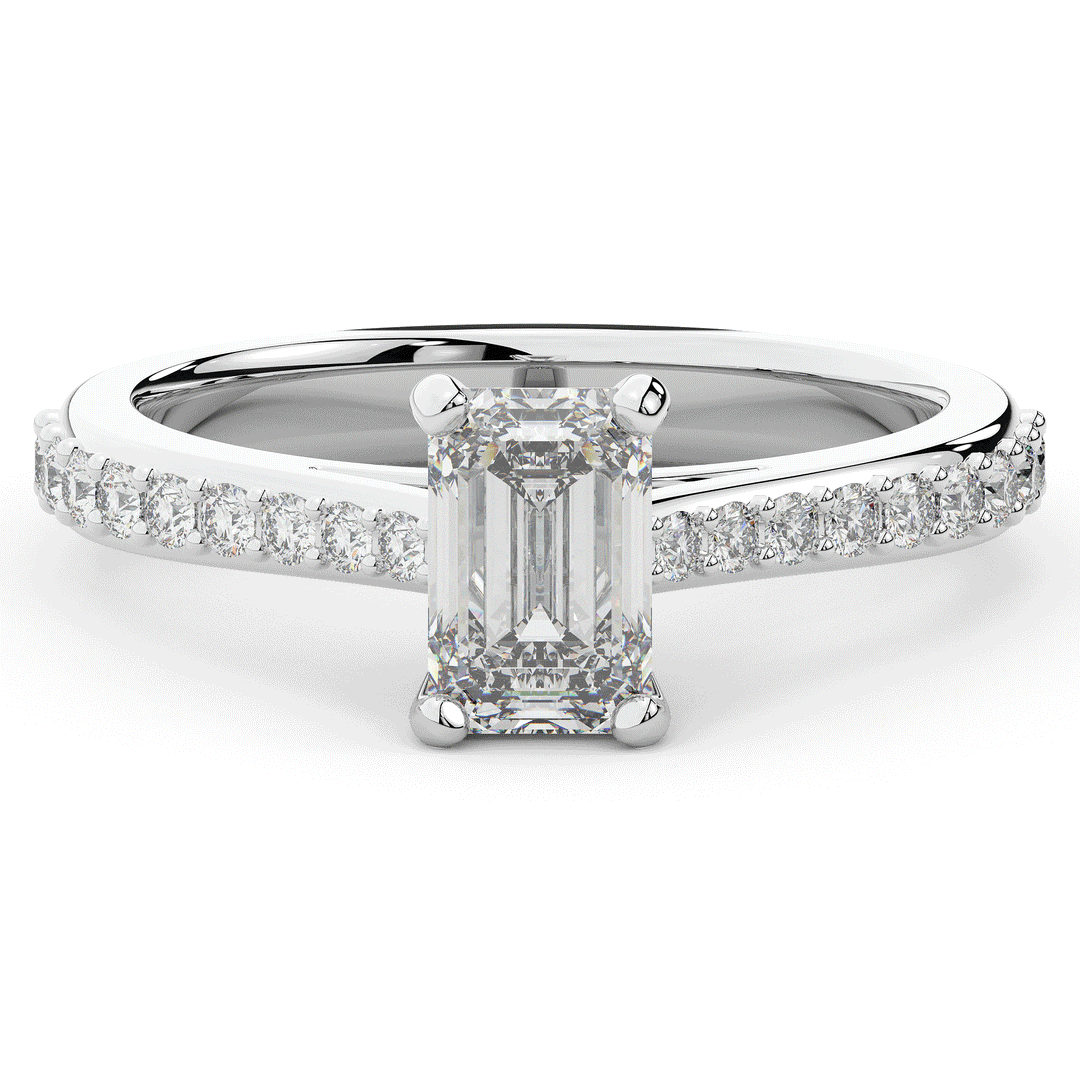 1.25CT.TW EMERALD CUT LAB DIAMOND SOLITAIRE ENGAGEMENT RING - Nazarelle