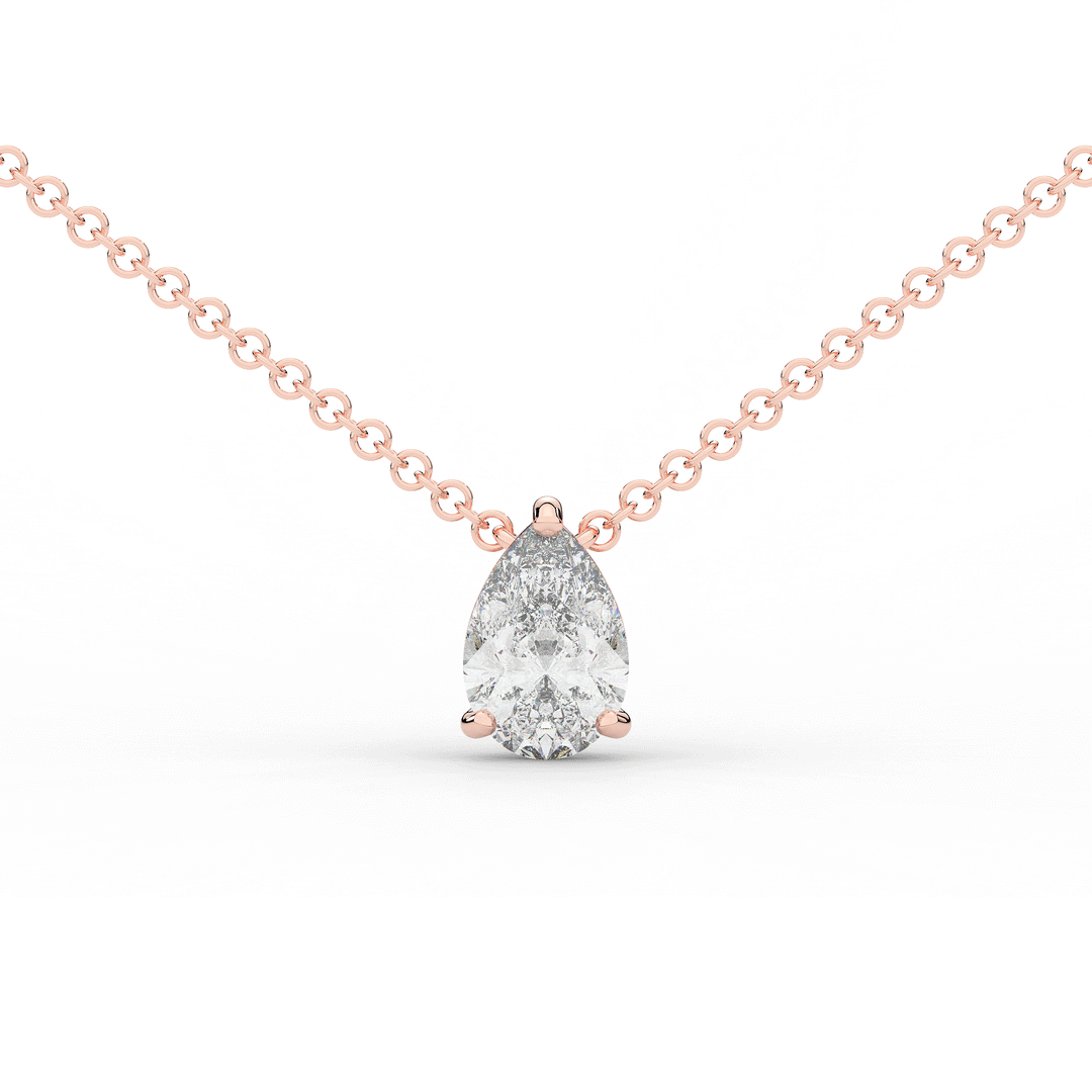 1.00CT.TW PEAR LAB DIAMOND SOLITAIRE PENDANT - Nazarelle