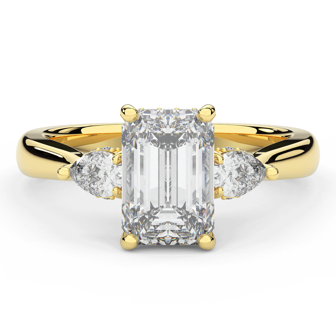 2.40CT.TW EMERALD CUT LAB DIAMOND 3 STONE ENGAGEMENT RING - Nazarelle