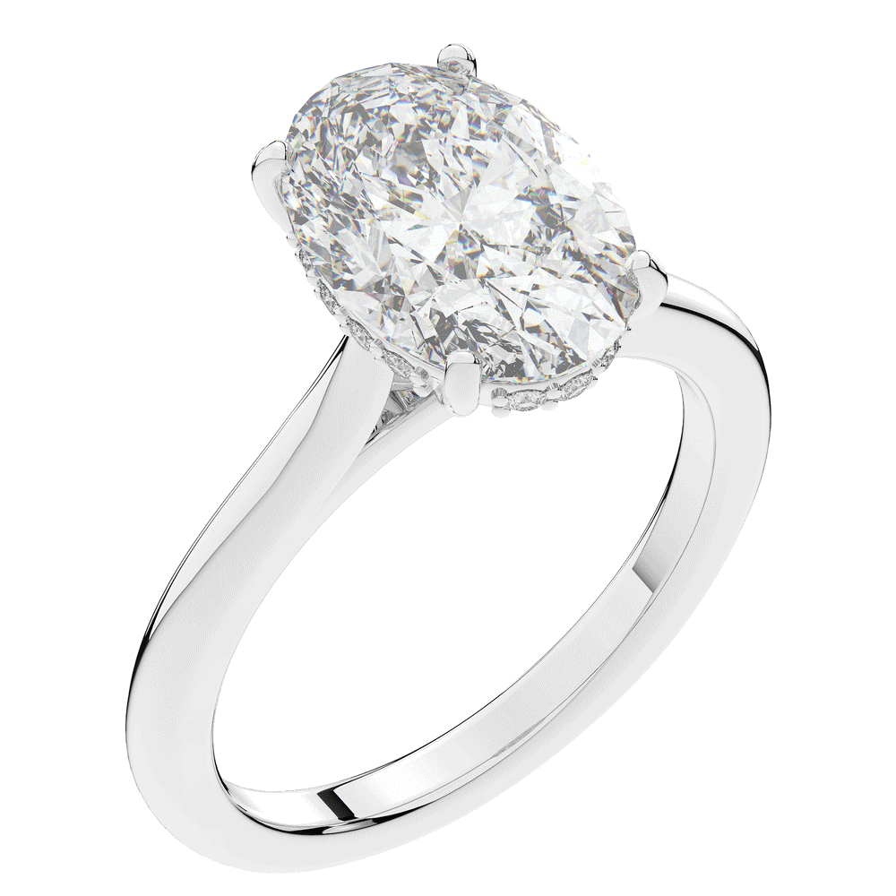 2.05CT.TW OVAL LAB DIAMOND UNDERHALO ENGAGEMENT RING - Nazarelle