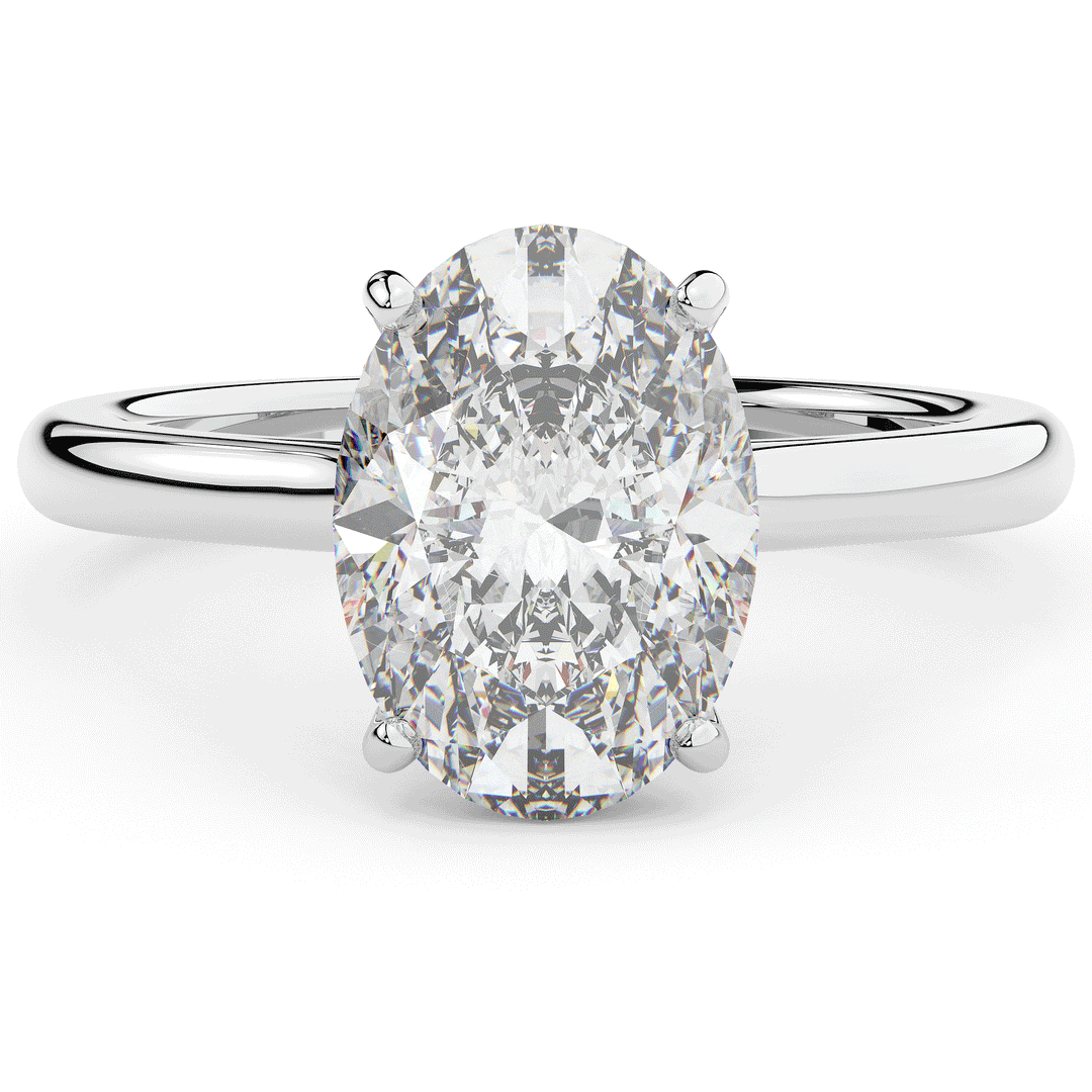 2.05CT.TW OVAL LAB DIAMOND UNDERHALO ENGAGEMENT RING - Nazarelle