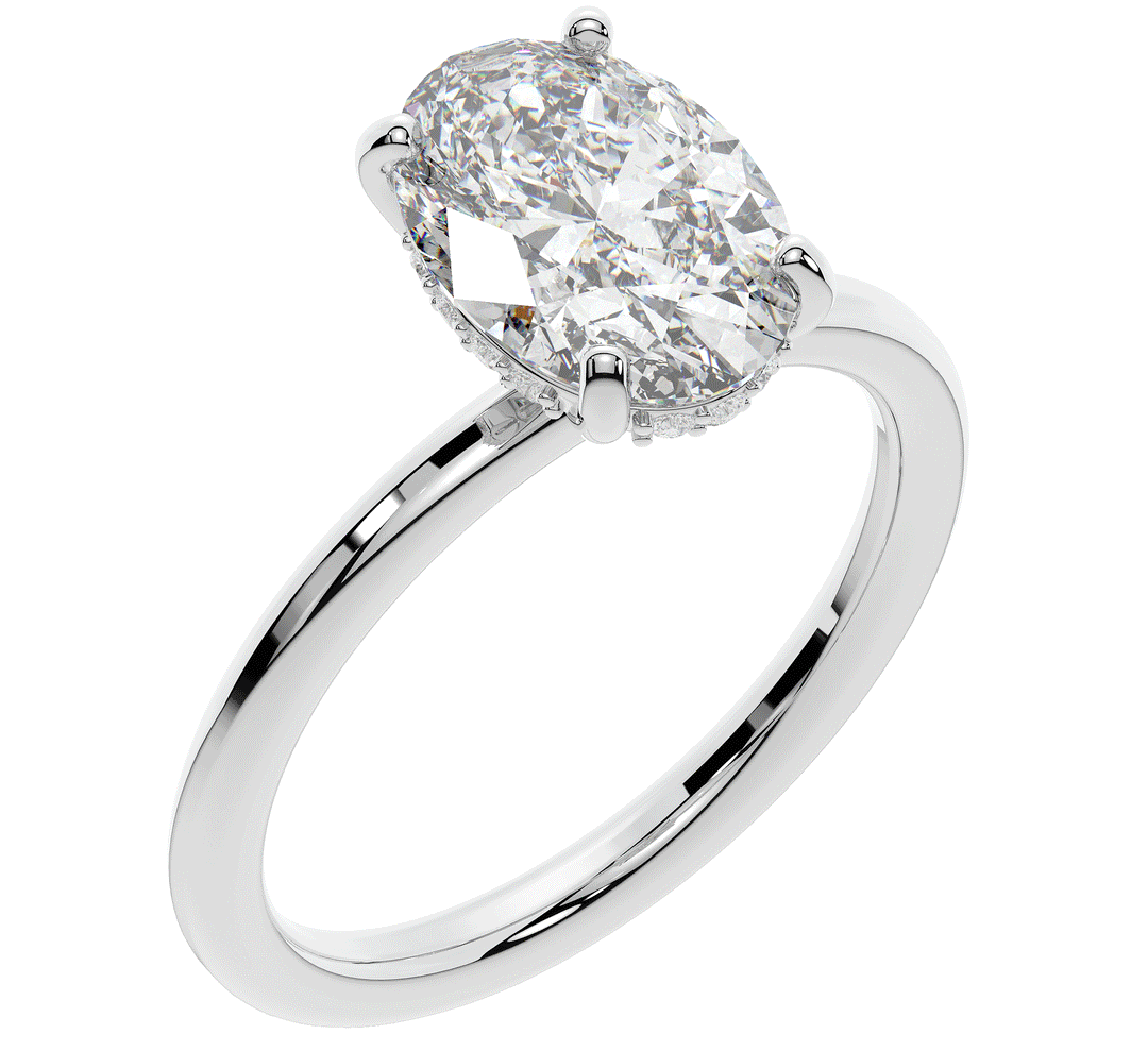 2.06CT.TW OVAL LAB DIAMOND UNDERHALO SOLIATIRE ENGAGEMENT RING - Nazarelle