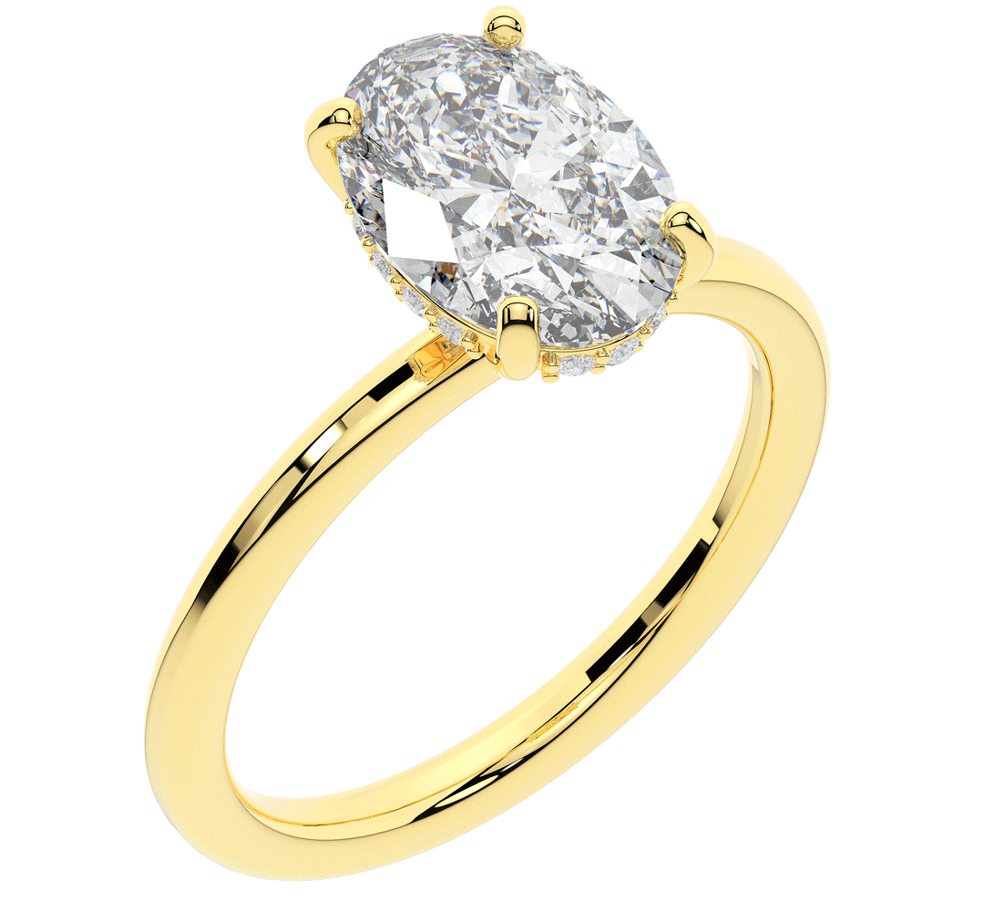 2.06CT.TW OVAL LAB DIAMOND UNDERHALO SOLIATIRE ENGAGEMENT RING - Nazarelle