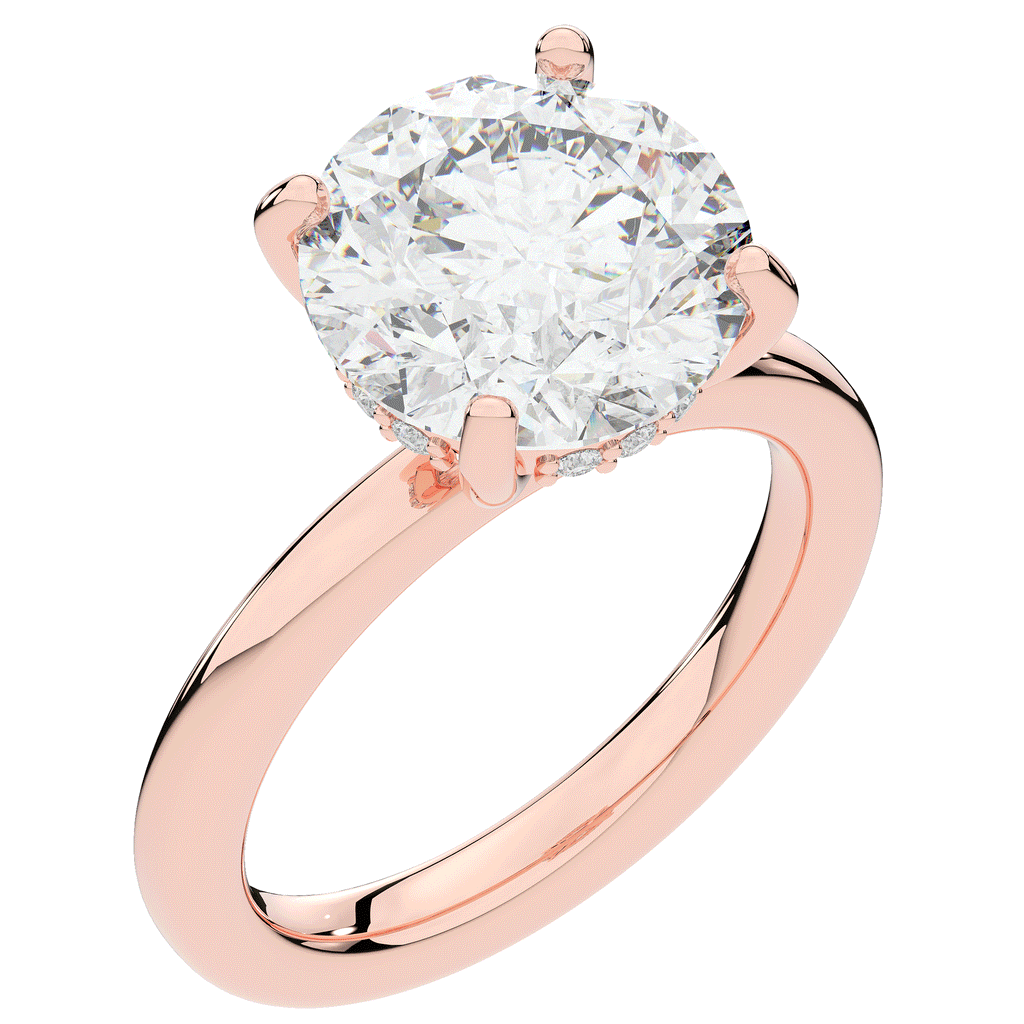 3.05CT.TW ROUND LAB DIAMOND UNDERHALO ENGAGEMENT RING - Nazarelle