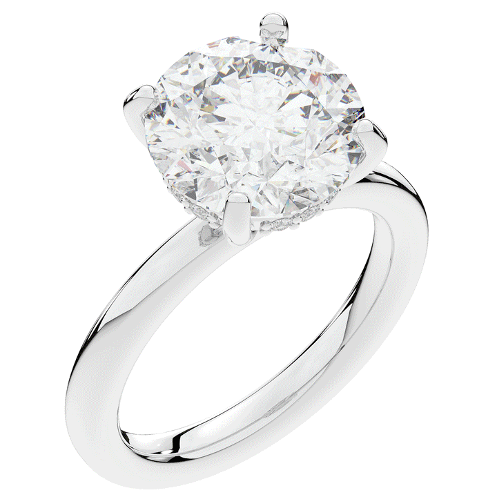 3.05CT.TW ROUND LAB DIAMOND UNDERHALO ENGAGEMENT RING - Nazarelle