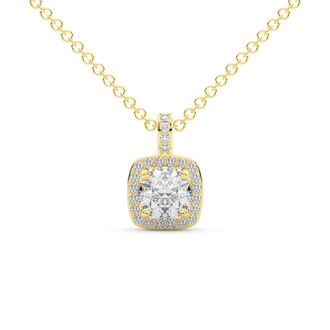 1.10CT.TW ROUND LAB DIAMOND CUSHION HALO PENDANT - Nazarelle