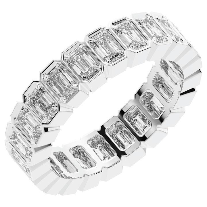 3.00CT.TW EMERALD CUT LAB DIAMOND ETERNITY WEDDING BAND - Nazarelle