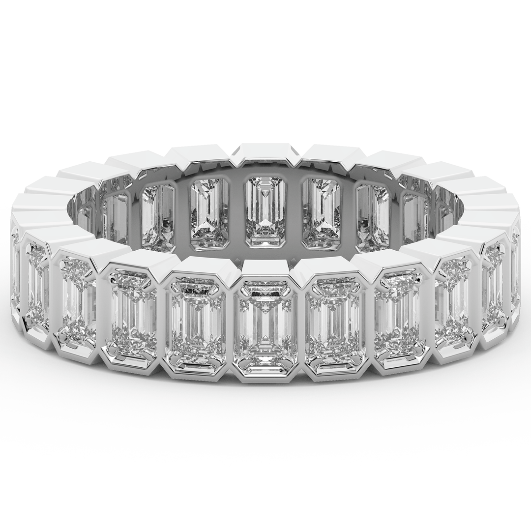 3.00CT.TW EMERALD CUT LAB DIAMOND ETERNITY WEDDING BAND - Nazarelle