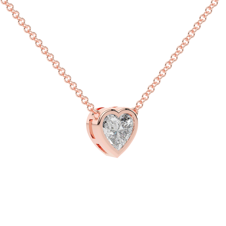 1.00CT.TW HEART LAB DIAMOND BEZEL SET PENDANT - Nazarelle