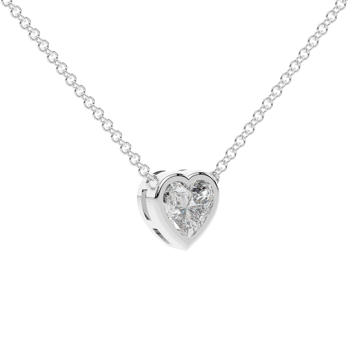 1.00CT.TW HEART LAB DIAMOND BEZEL SET PENDANT - Nazarelle