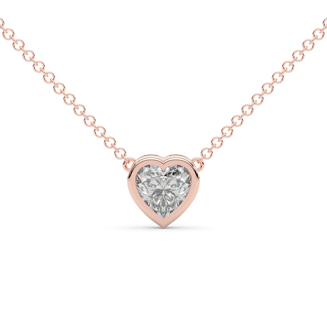 1.00CT.TW HEART LAB DIAMOND BEZEL SET PENDANT - Nazarelle