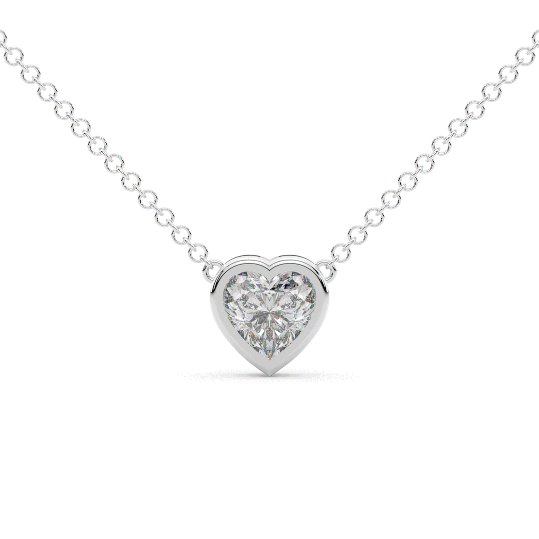 1.00CT.TW HEART LAB DIAMOND BEZEL SET PENDANT - Nazarelle