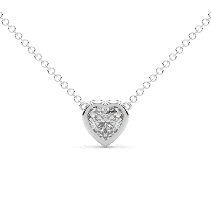 1.00CT.TW HEART LAB DIAMOND BEZEL SET PENDANT - Nazarelle