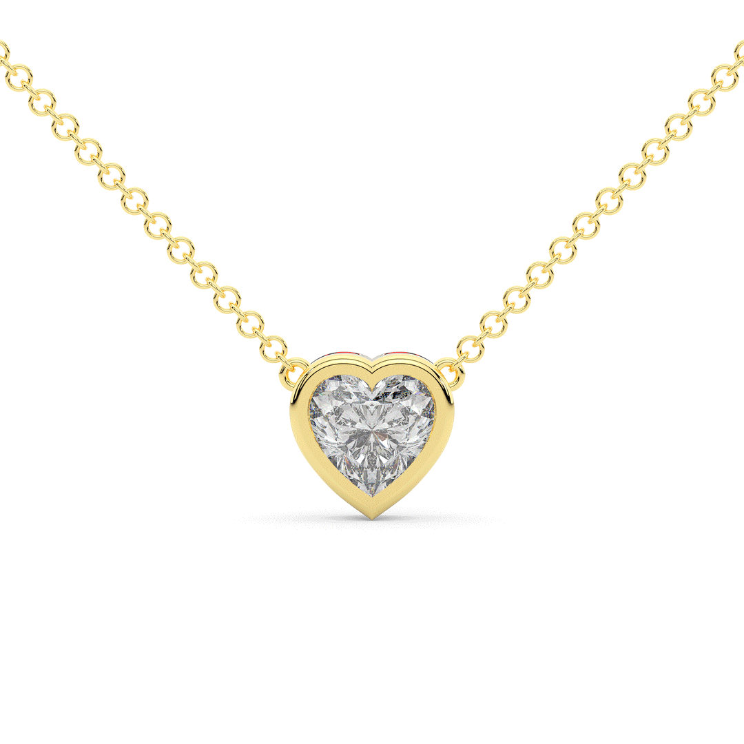 1.00CT.TW HEART LAB DIAMOND BEZEL SET PENDANT - Nazarelle