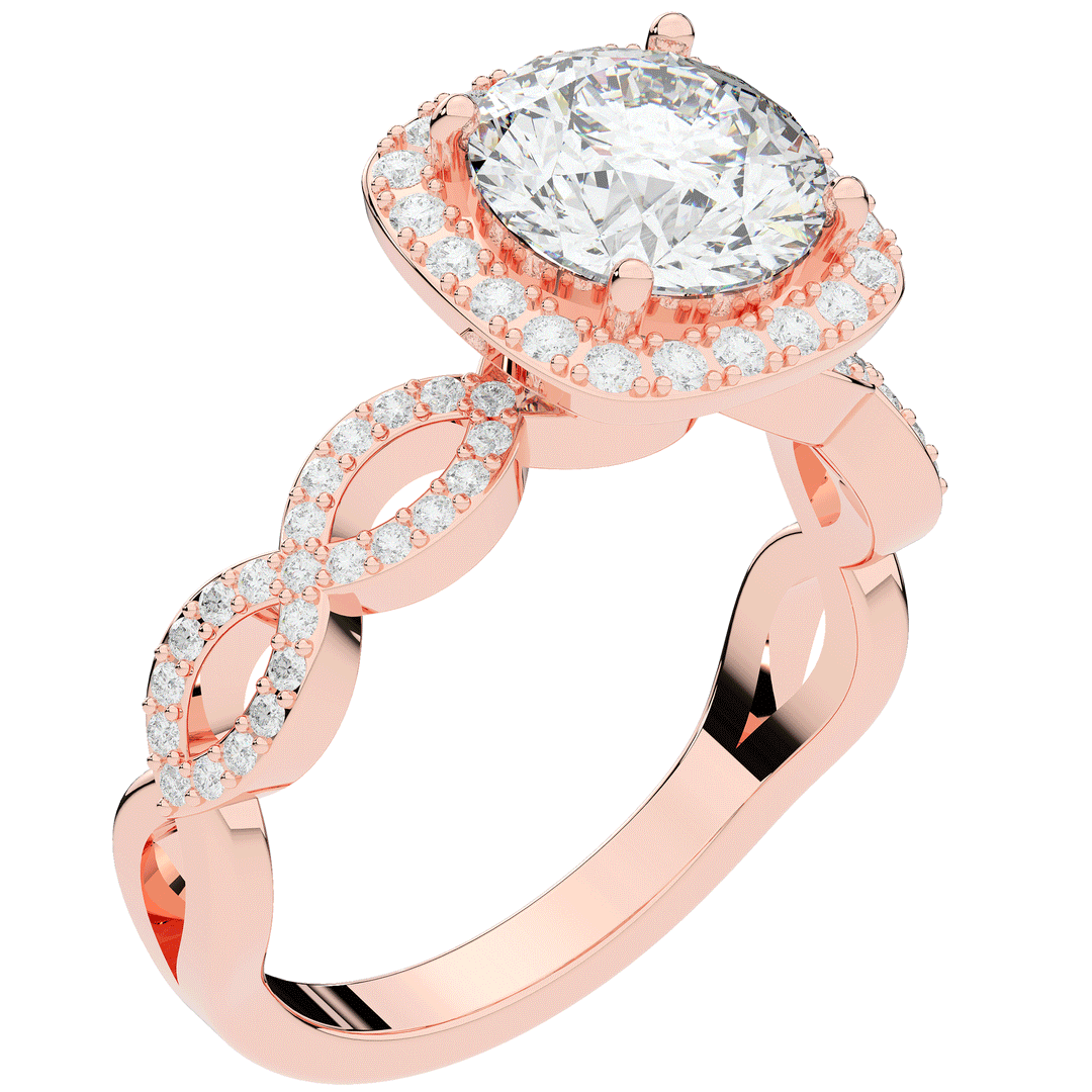 2.35CT.TW ROUND LAB DIAMOND HALO ENGAGEMENT RING - Nazarelle