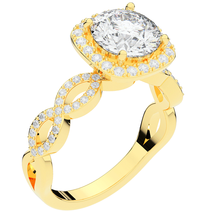 2.35CT.TW ROUND LAB DIAMOND HALO ENGAGEMENT RING - Nazarelle