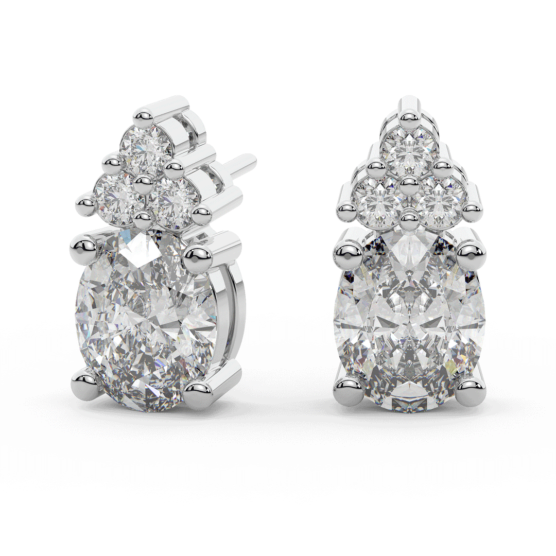 3.0CT.TW OVAL AND ROUND LAB DIAMOND STUD EARRINGS - Nazarelle