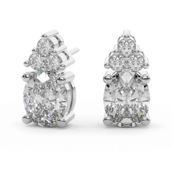 3.0CT.TW OVAL AND ROUND LAB DIAMOND STUD EARRINGS - Nazarelle