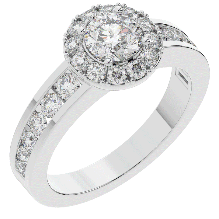 1.75CT.TW ROUND LAB DIAMOND HALO ENGAGEMENT RING - Nazarelle