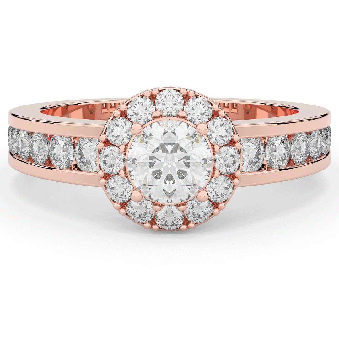 1.75CT.TW ROUND LAB DIAMOND HALO ENGAGEMENT RING - Nazarelle