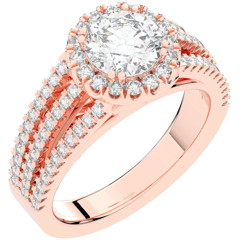 1.95CT.TW ROUND LAB DIAMOND HALO ENGAGEMENT RING - Nazarelle