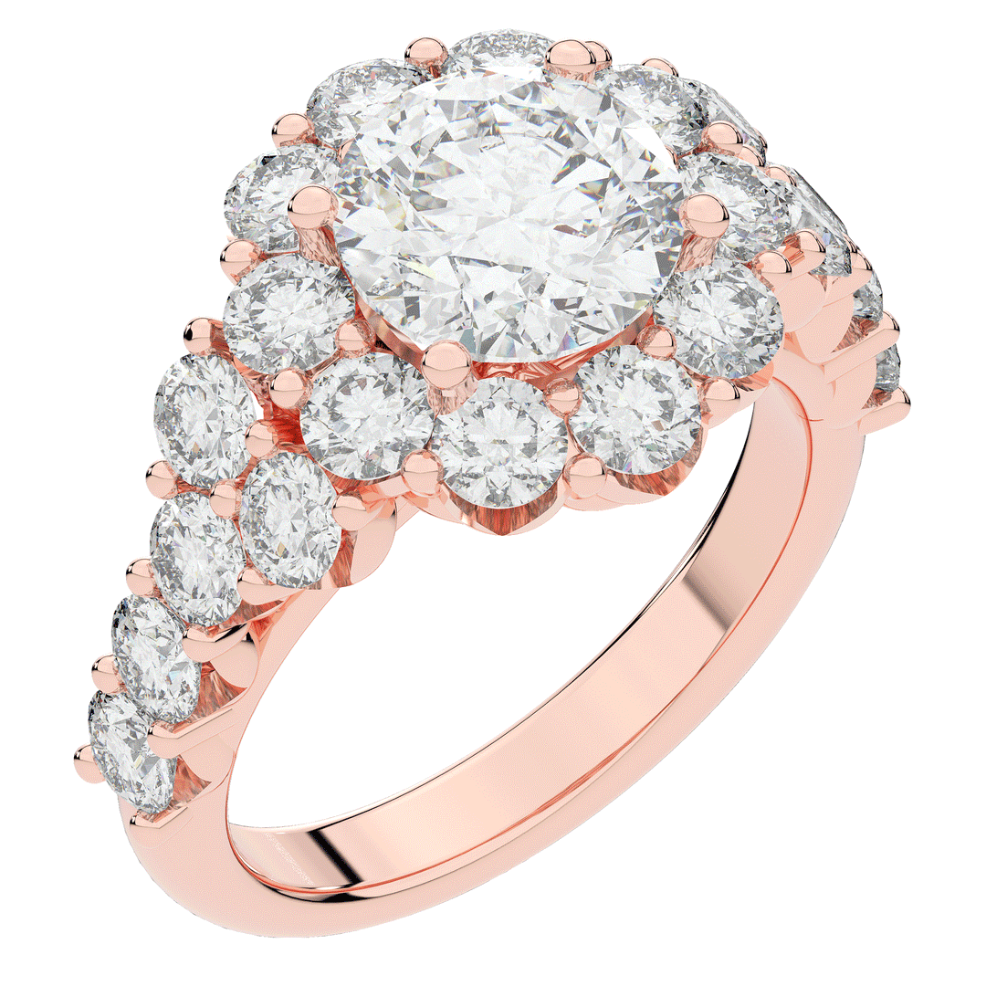 4.75CT.TW ROUND LAB DIAMOND HALO ENGAGEMENT RING - Nazarelle