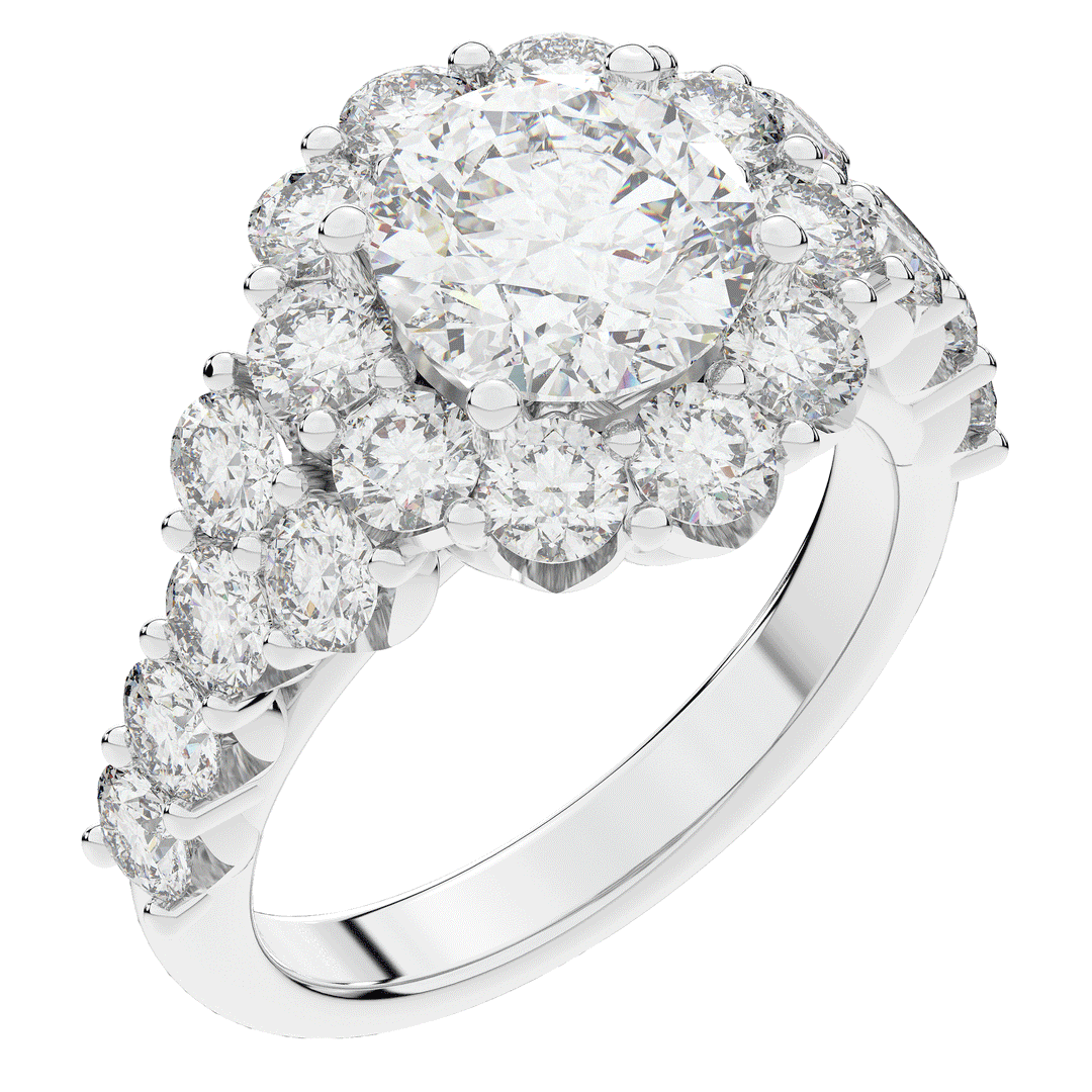 4.75CT.TW ROUND LAB DIAMOND HALO ENGAGEMENT RING - Nazarelle