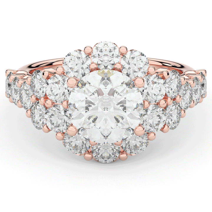 4.75CT.TW ROUND LAB DIAMOND HALO ENGAGEMENT RING - Nazarelle