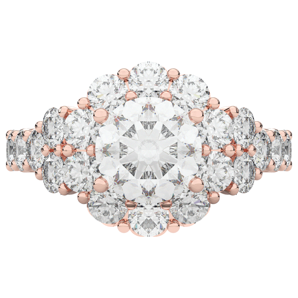 4.75CT.TW ROUND LAB DIAMOND HALO ENGAGEMENT RING - Nazarelle