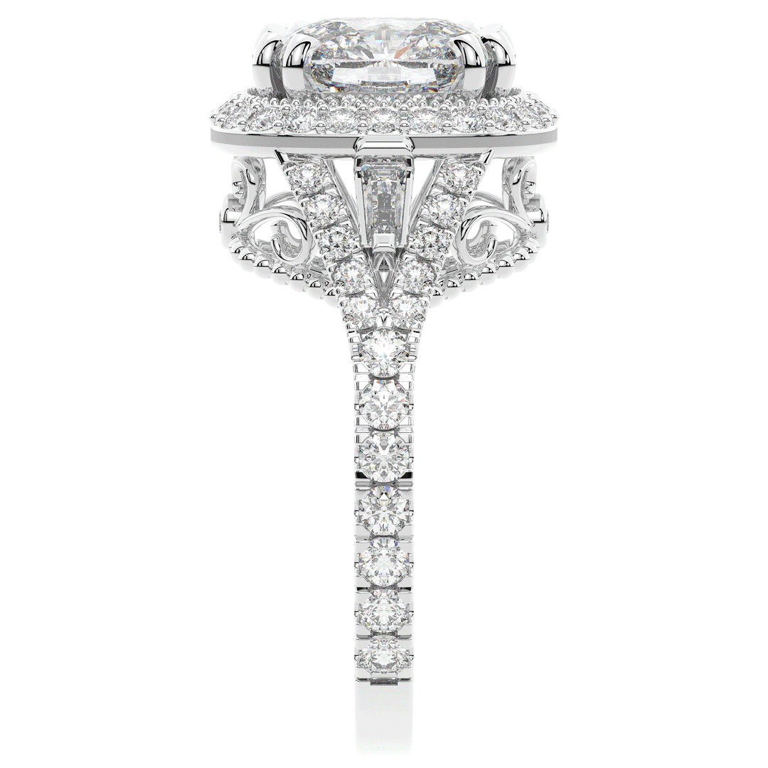 2.50CT.TW CUSHION LAB DIAMOND HALO ENGAGEMENT RING - Nazarelle