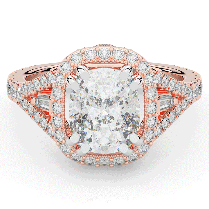 2.50CT.TW CUSHION LAB DIAMOND HALO ENGAGEMENT RING - Nazarelle