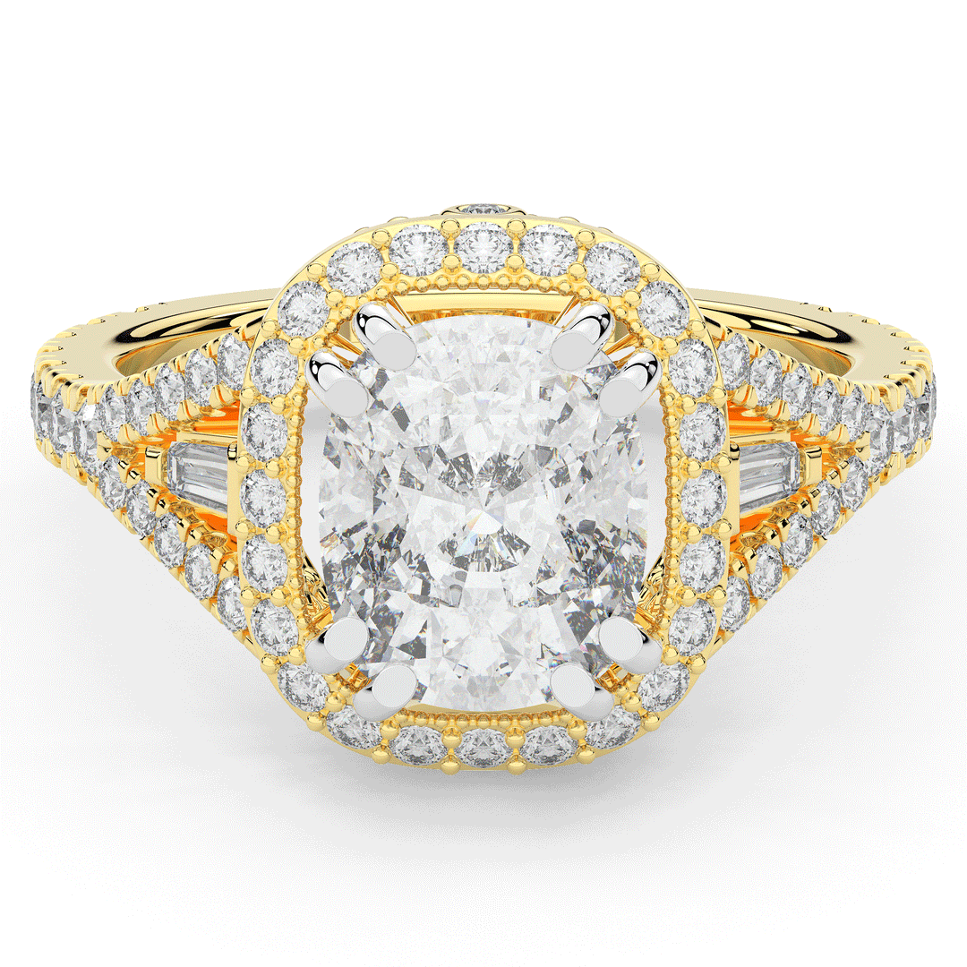 2.50CT.TW CUSHION LAB DIAMOND HALO ENGAGEMENT RING - Nazarelle