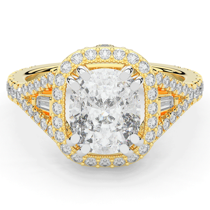 2.50CT.TW CUSHION LAB DIAMOND HALO ENGAGEMENT RING - Nazarelle