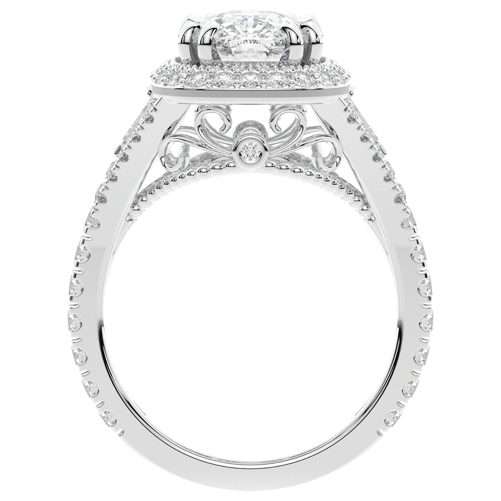 2.50CT.TW CUSHION LAB DIAMOND HALO ENGAGEMENT RING - Nazarelle