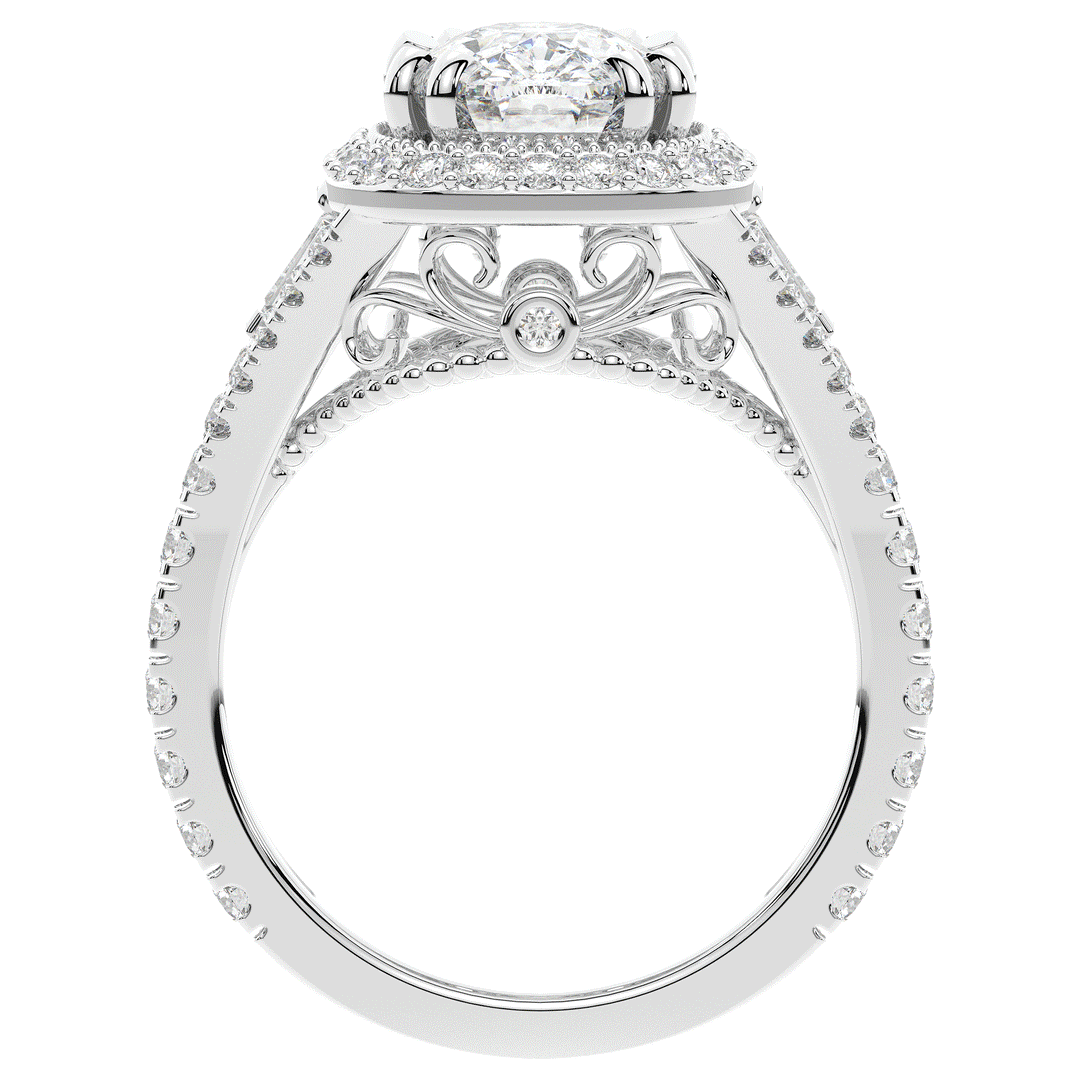 2.50CT.TW CUSHION LAB DIAMOND HALO ENGAGEMENT RING - Nazarelle