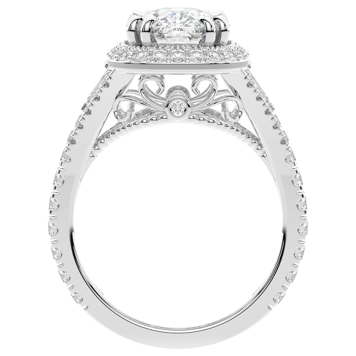 2.50CT.TW CUSHION LAB DIAMOND HALO ENGAGEMENT RING - Nazarelle