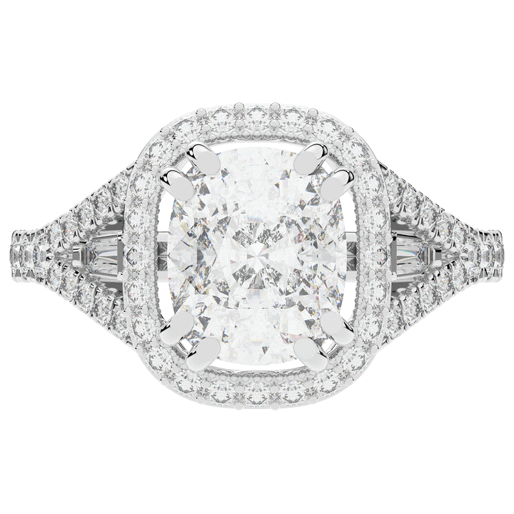 2.50CT.TW CUSHION LAB DIAMOND HALO ENGAGEMENT RING - Nazarelle