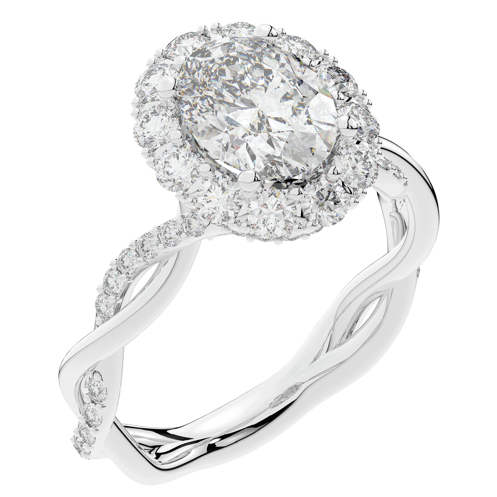 2.70CT.TW OVAL LAB DIAMOND HALO ENGAGEMENT RING - Nazarelle