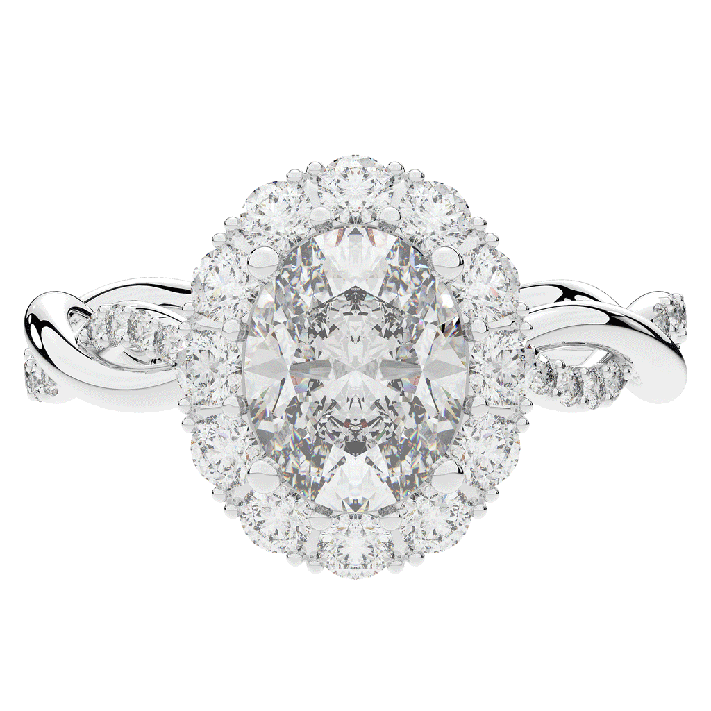 2.70CT.TW OVAL LAB DIAMOND HALO ENGAGEMENT RING - Nazarelle