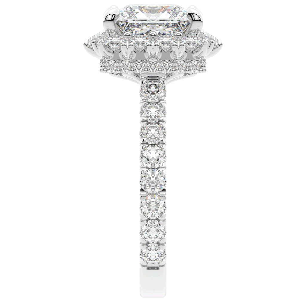 4.50CT.TW PRINCESS LAB DIAMOND HALO ENGAGEMENT RING - Nazarelle