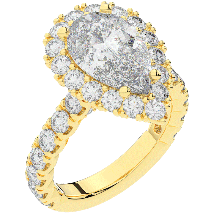 4.90CT.TW PEAR LAB DIAMOND HALO ENGAGEMENT RING - Nazarelle