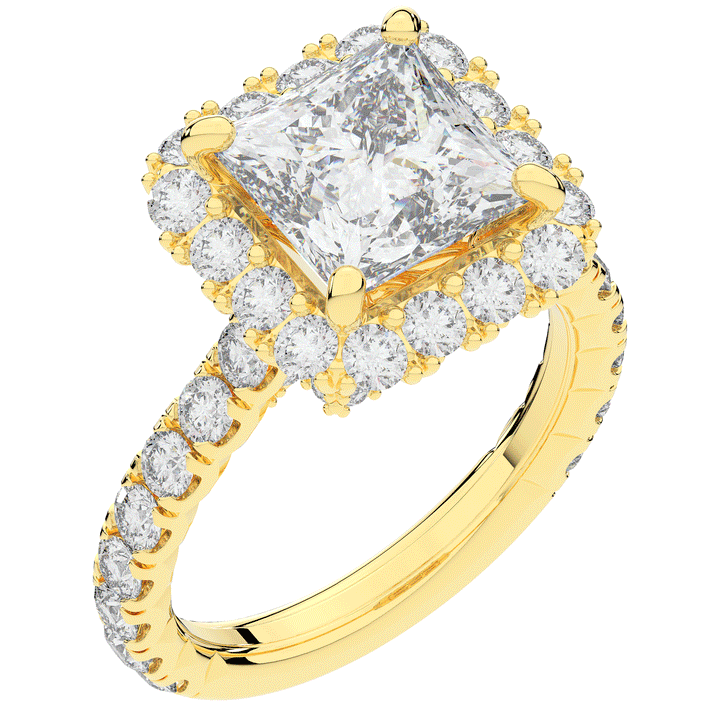 4.50CT.TW PRINCESS LAB DIAMOND HALO ENGAGEMENT RING - Nazarelle