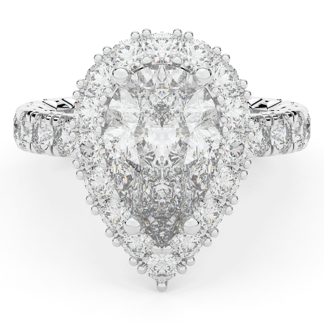 4.90CT.TW PEAR LAB DIAMOND HALO ENGAGEMENT RING - Nazarelle