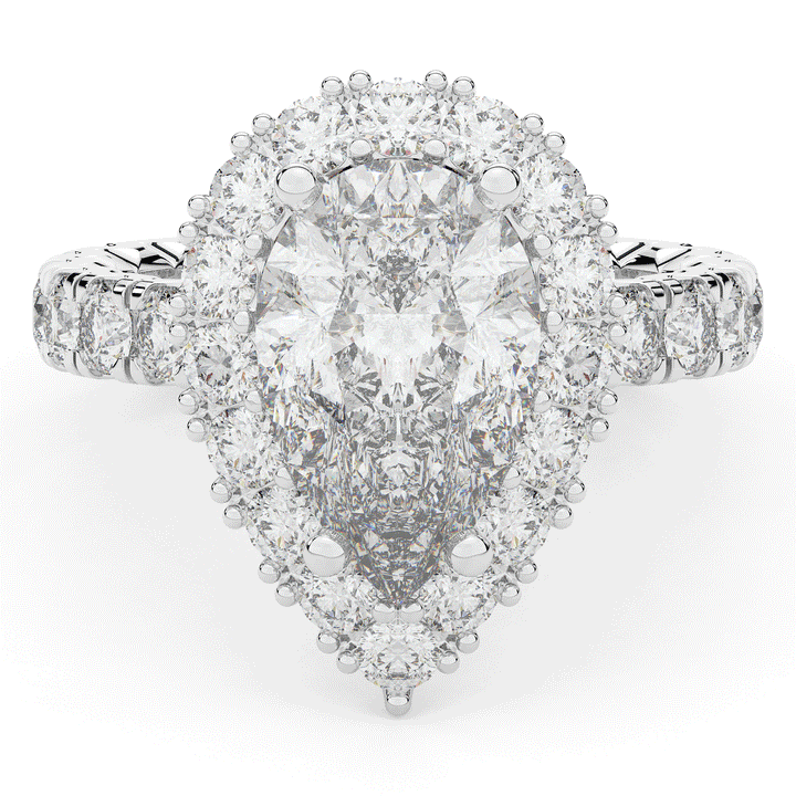 4.90CT.TW PEAR LAB DIAMOND HALO ENGAGEMENT RING - Nazarelle