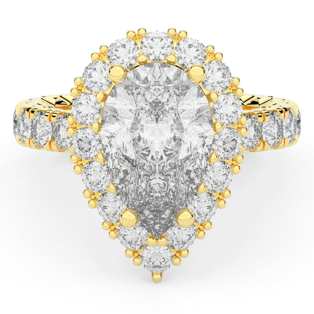 4.90CT.TW PEAR LAB DIAMOND HALO ENGAGEMENT RING - Nazarelle