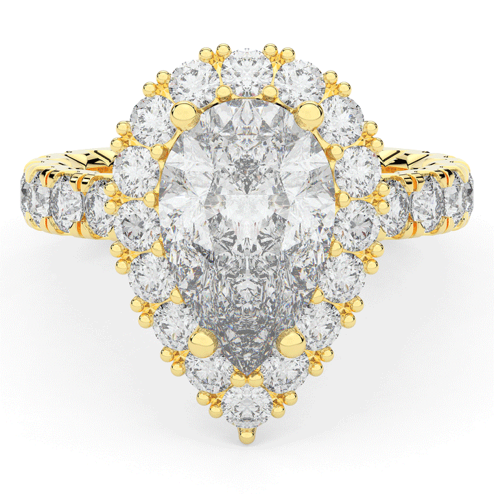 4.90CT.TW PEAR LAB DIAMOND HALO ENGAGEMENT RING - Nazarelle